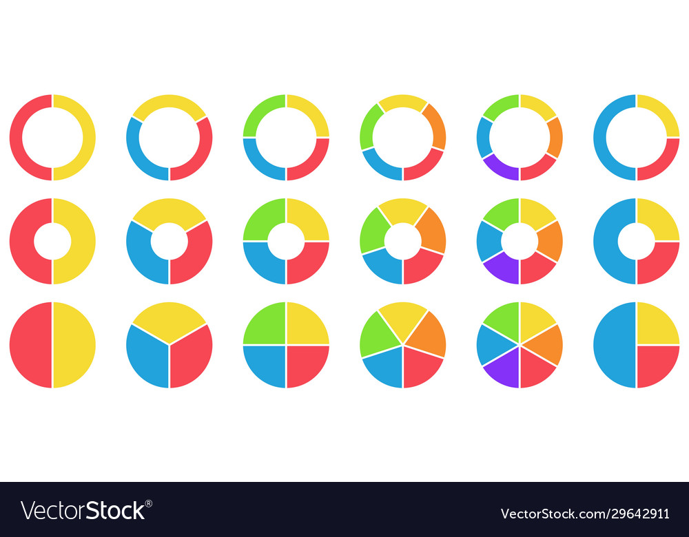 Colorful pie and donut charts circle chart Vector Image