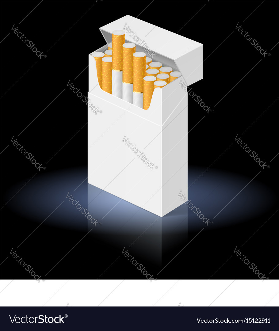 White pack of cigarettes isolated on black Vector Image