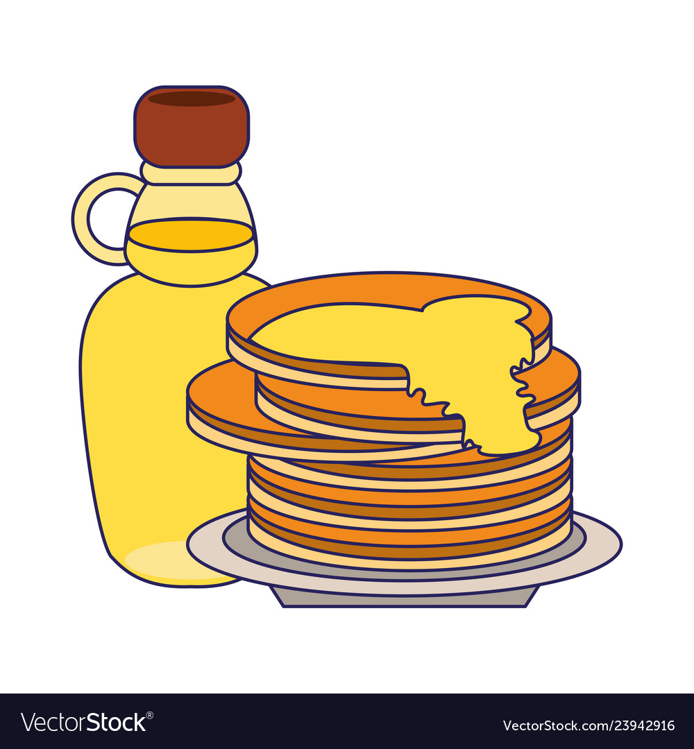Breakfast pancakes and honey Royalty Free Vector Image