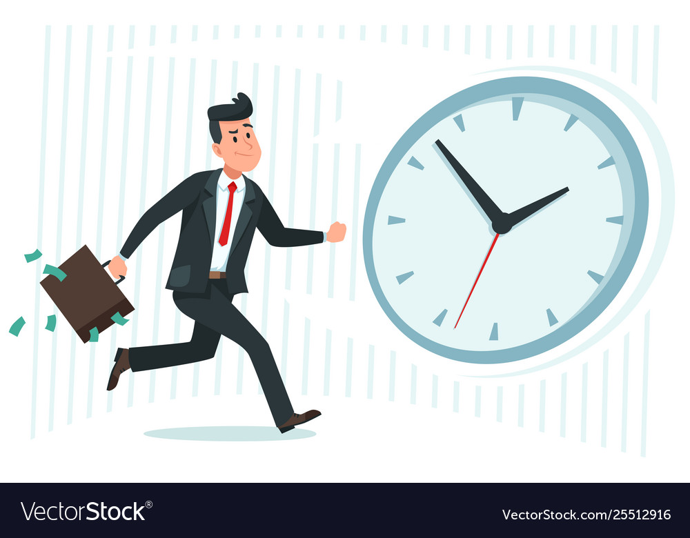 Businessman against time busy business worker Vector Image