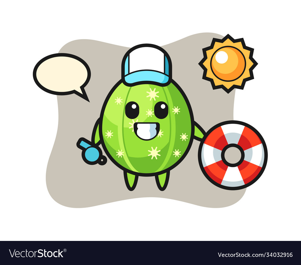 Cartoon mascot cactus as a beach guard Royalty Free Vector