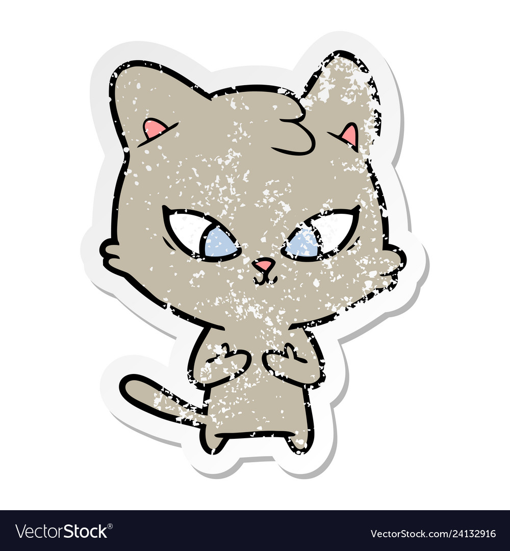 Distressed sticker of a cute cartoon cat