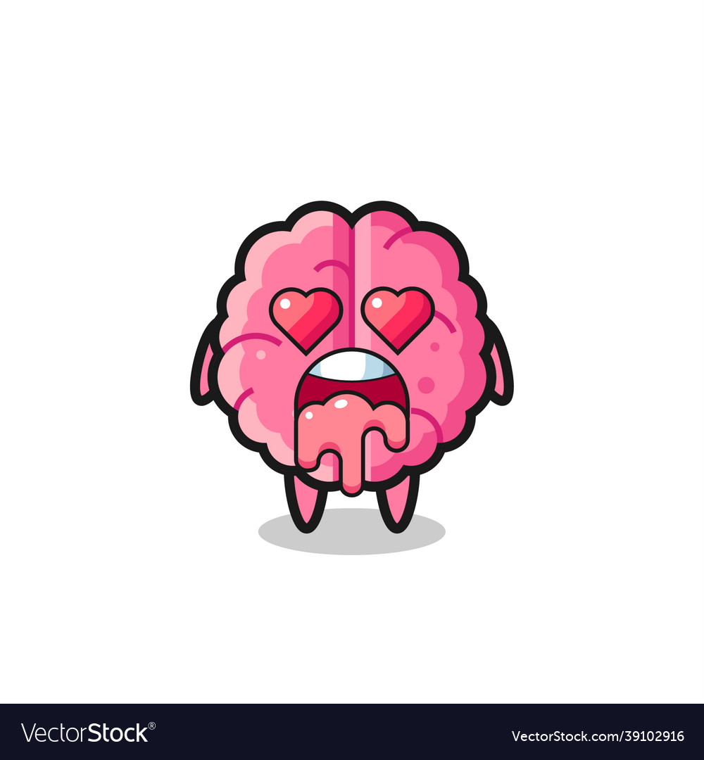 Falling in love expression of a cute brain Vector Image