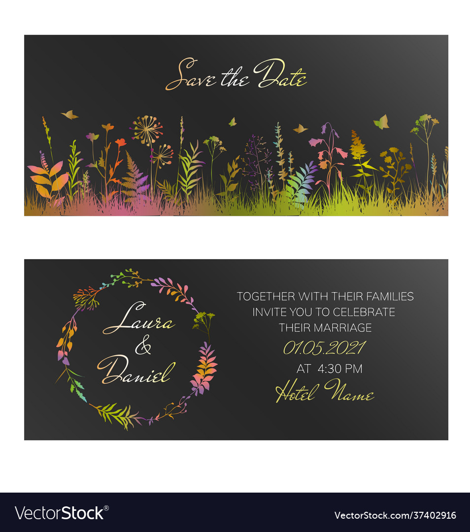 Floral horizontal wedding invitation design