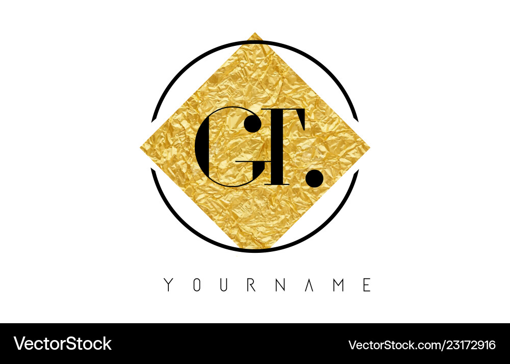 Gt letter logo with golden foil texture Royalty Free Vector