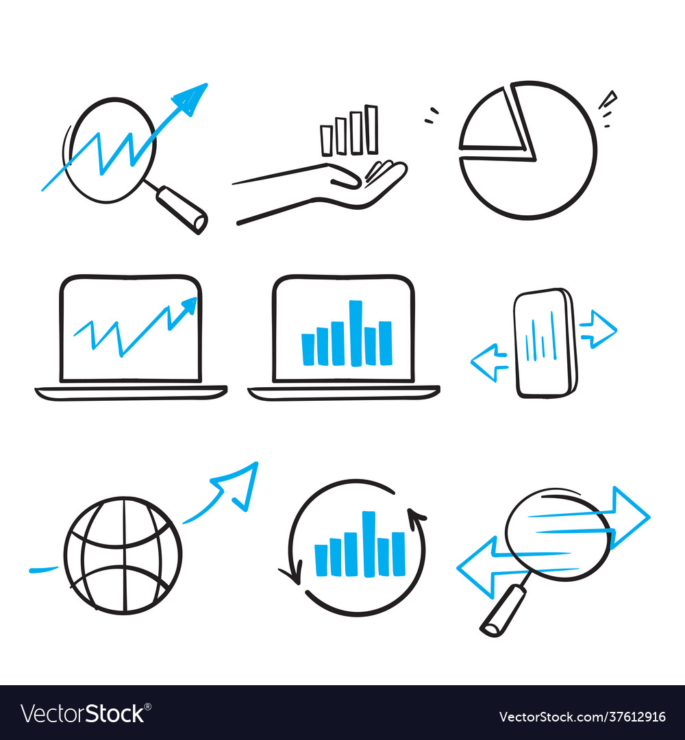 Hand drawn doodle simple set data analysis Vector Image