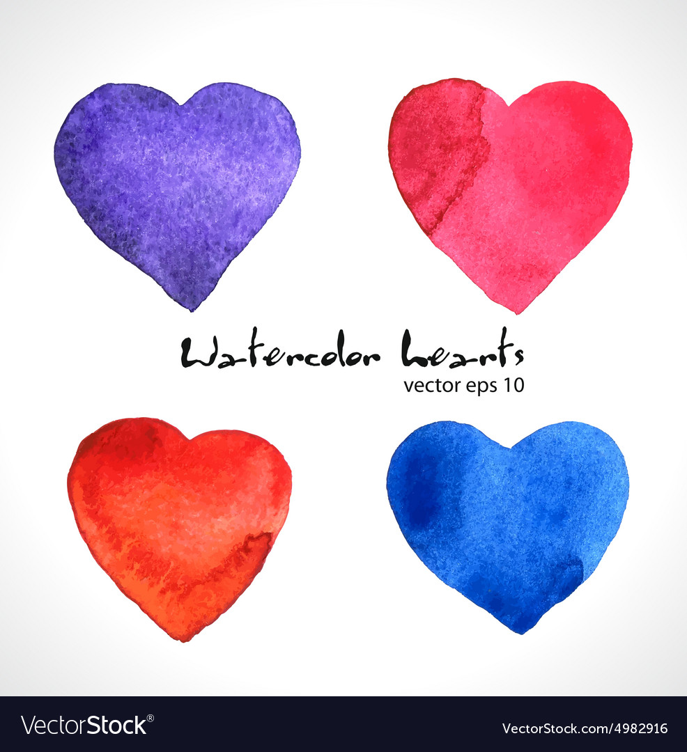 Watercolor of color hearts