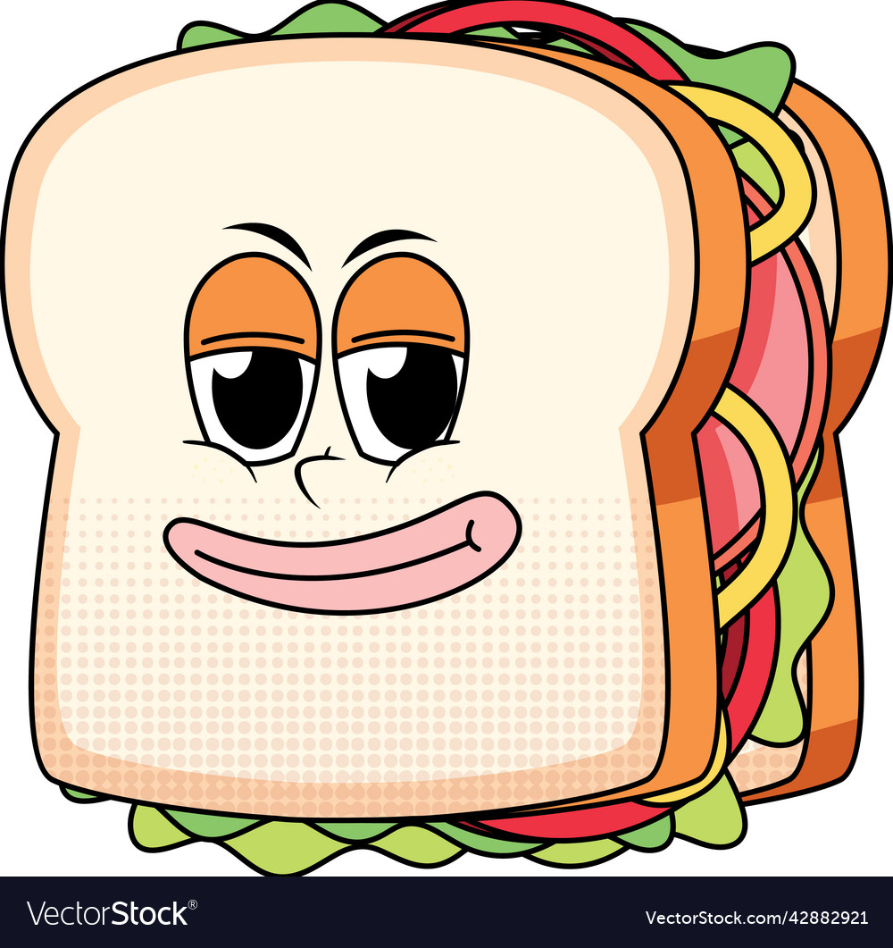 A sandwich cartoon character on white background Vector Image