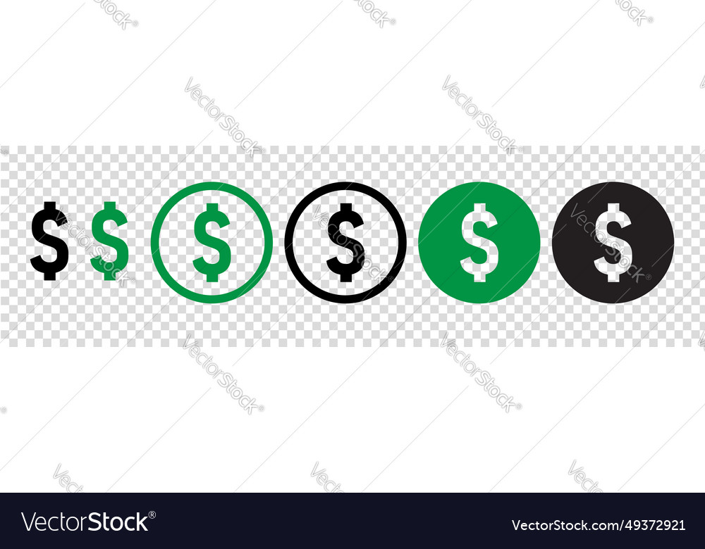 American dollar sign usd symbol icon set Vector Image