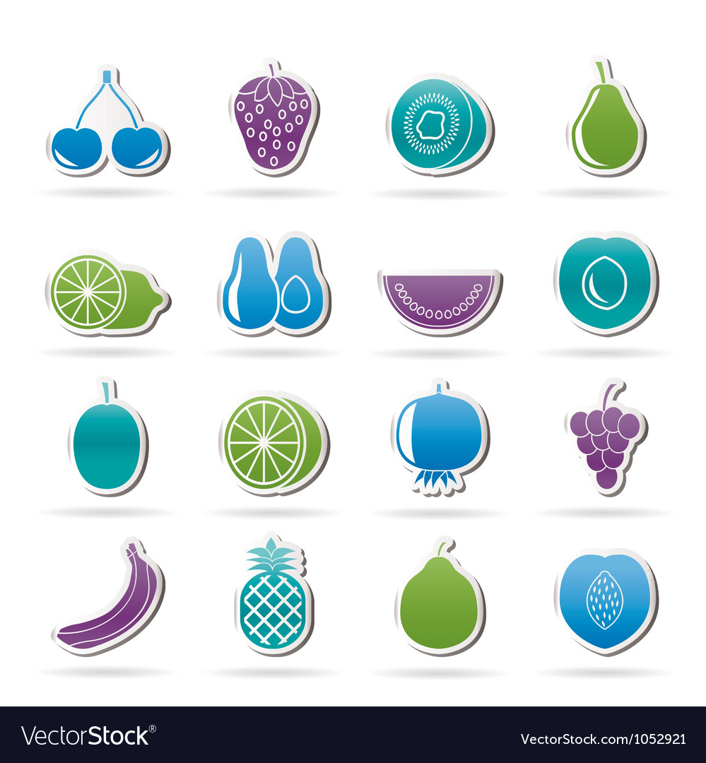 Different kind of fruit and icons