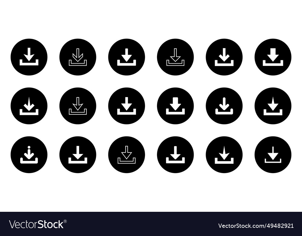 Download button icon set collection Royalty Free Vector