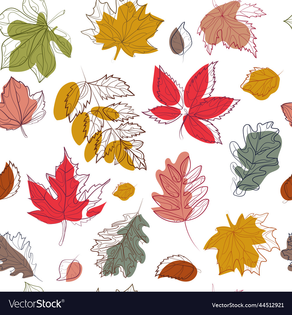 Falling leaves of different colors and shapes Vector Image