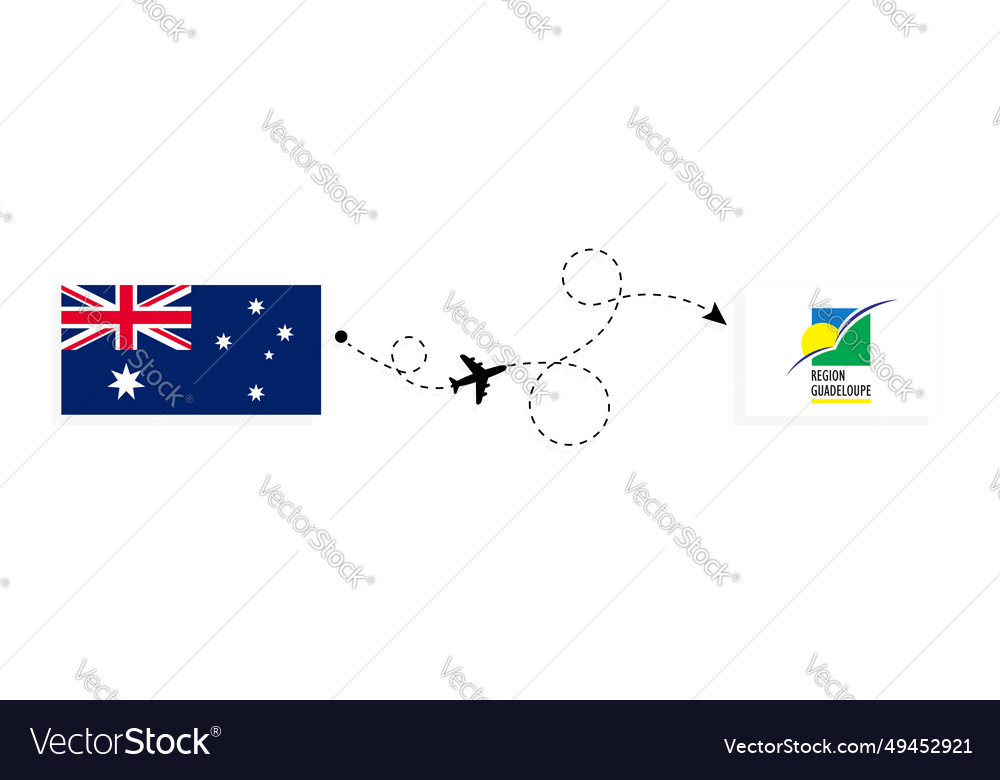 Flight and travel from australia to guadeloupe Vector Image