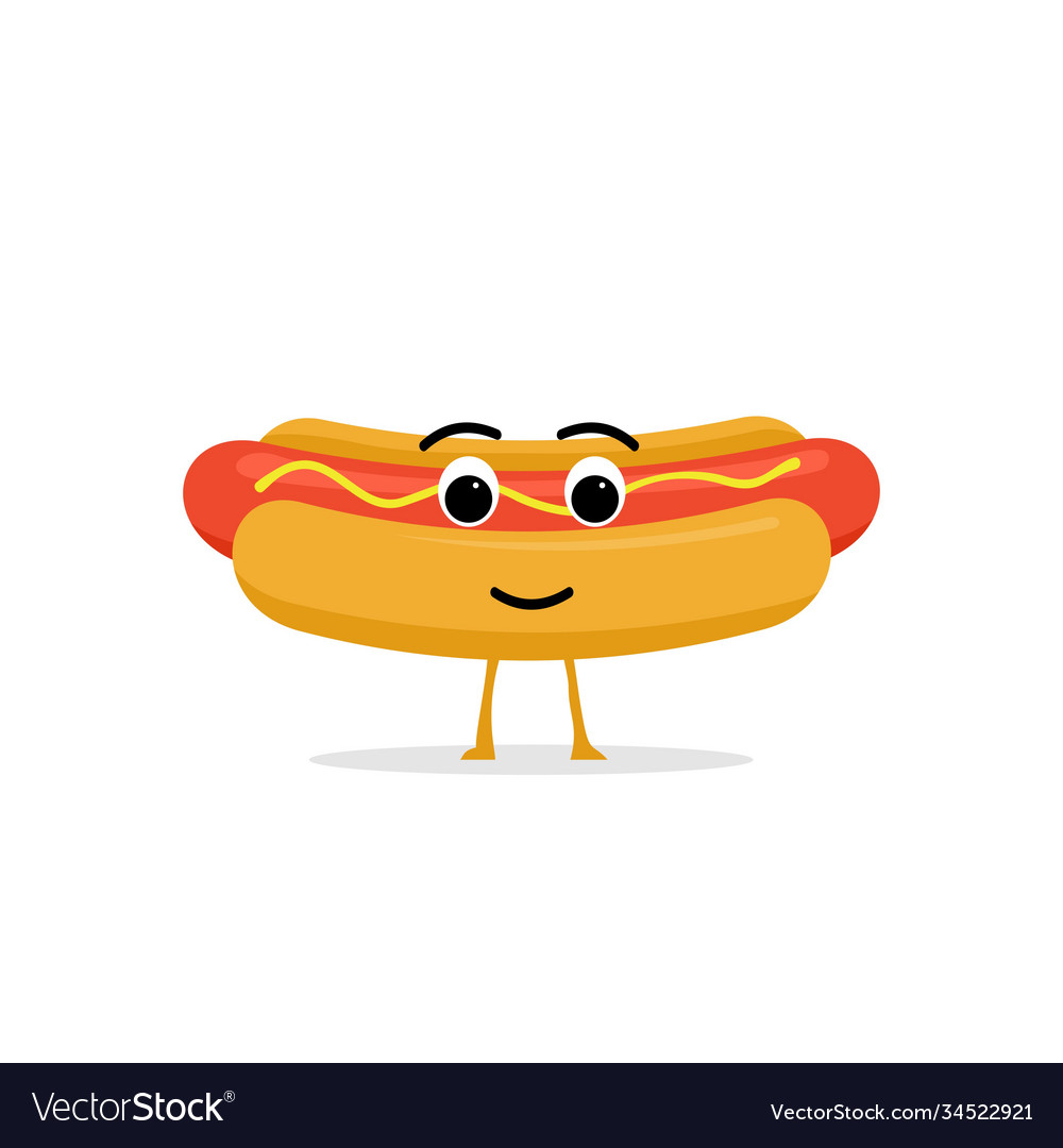 Funny and cute hot-dog character isolated