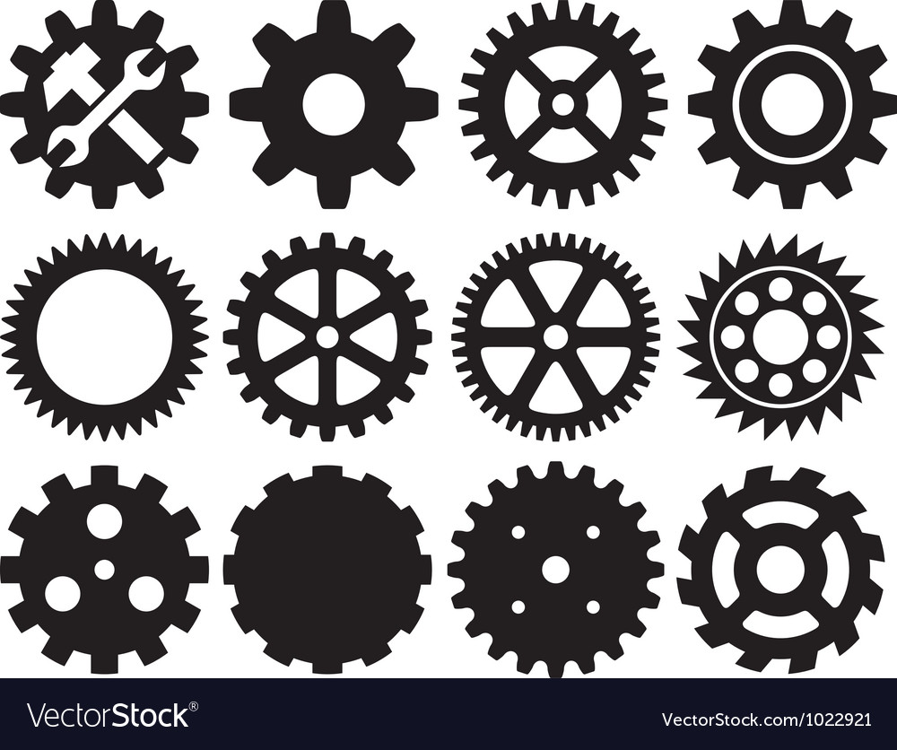 Gear collection machine Royalty Free Vector Image