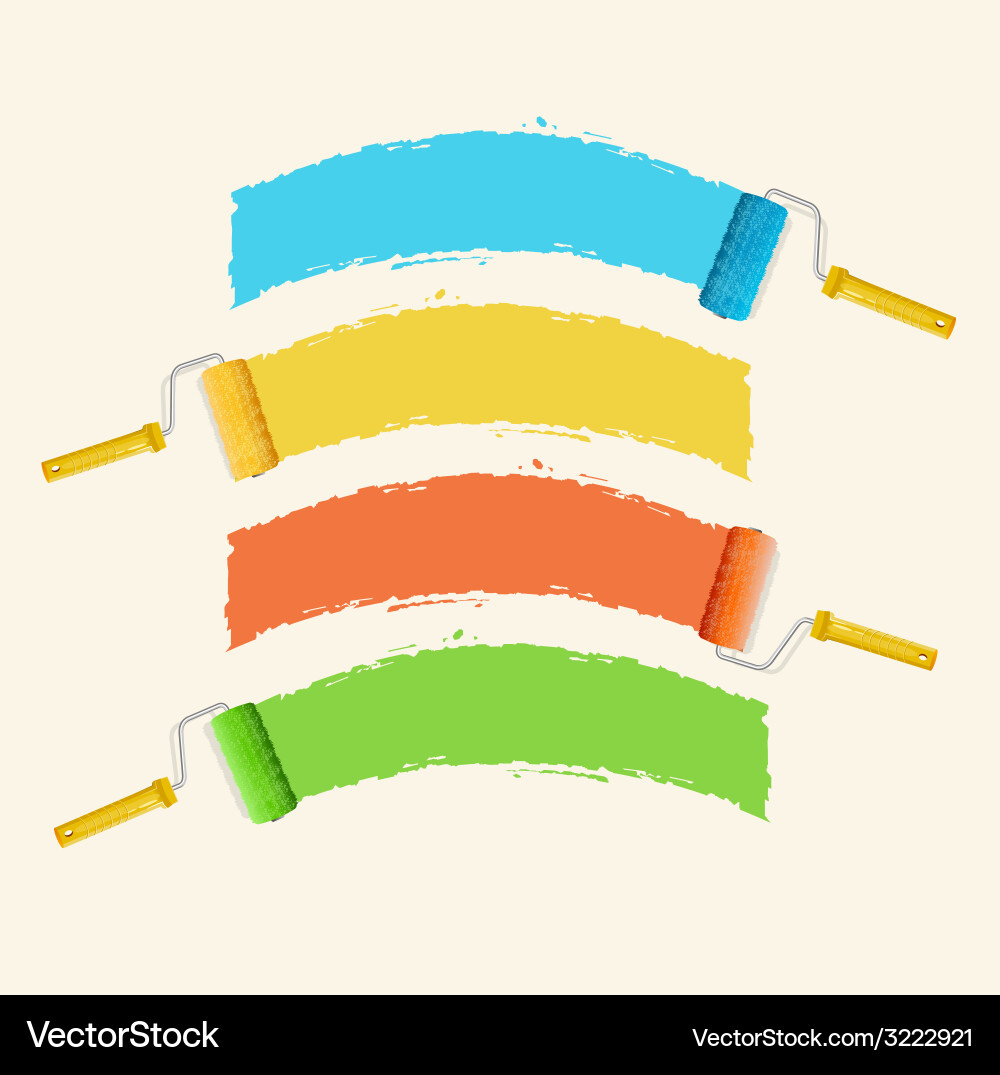 Roller brushes with colors paint for text Vector Image