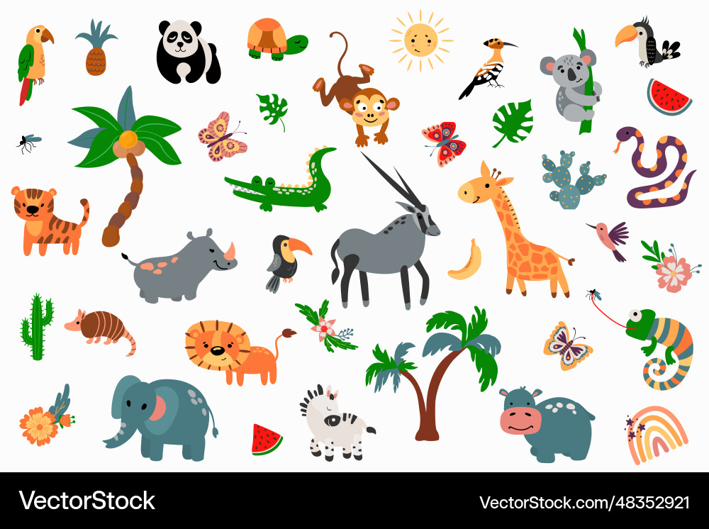 Safari animals set Royalty Free Vector Image - VectorStock