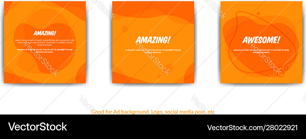 Set flat orange liquid background design Vector Image
