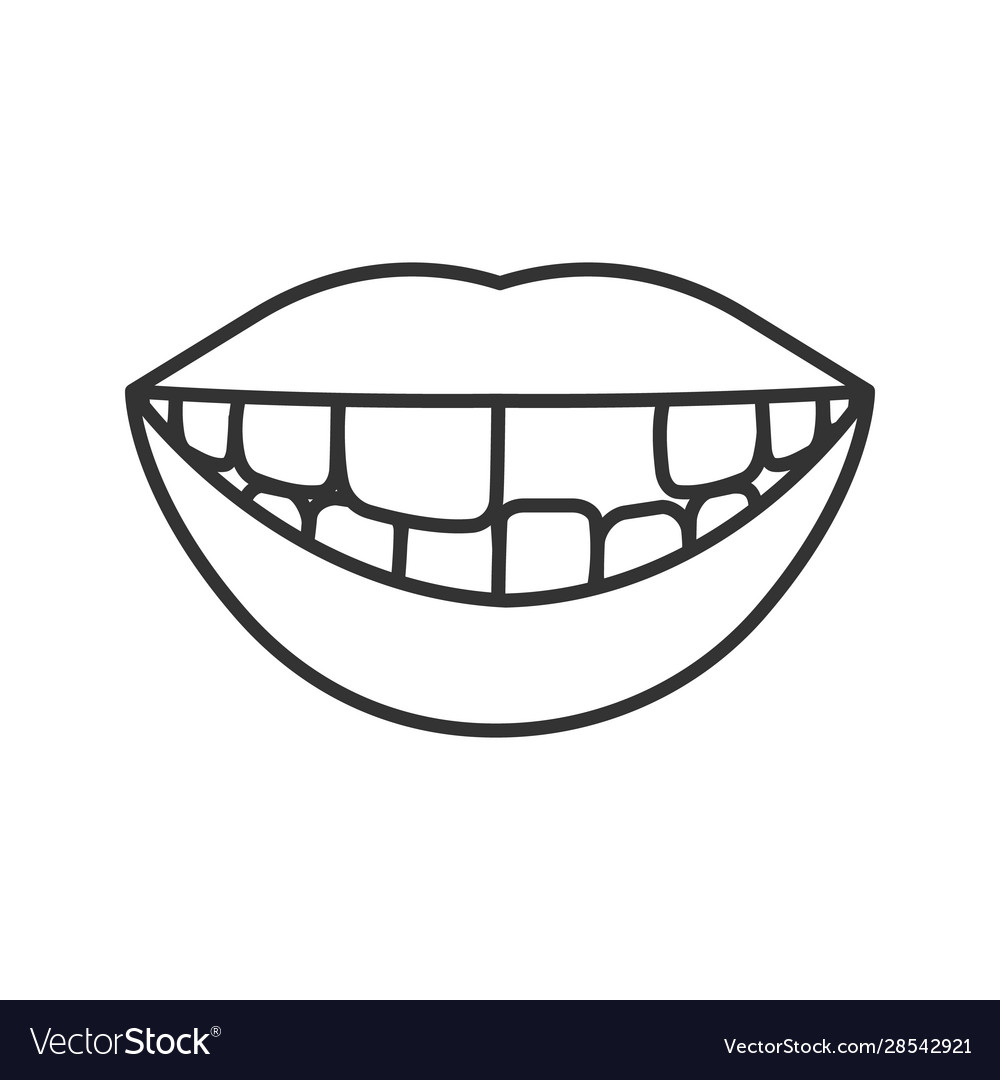 Smile With Missing Tooth Linear Icon Royalty Free Vector