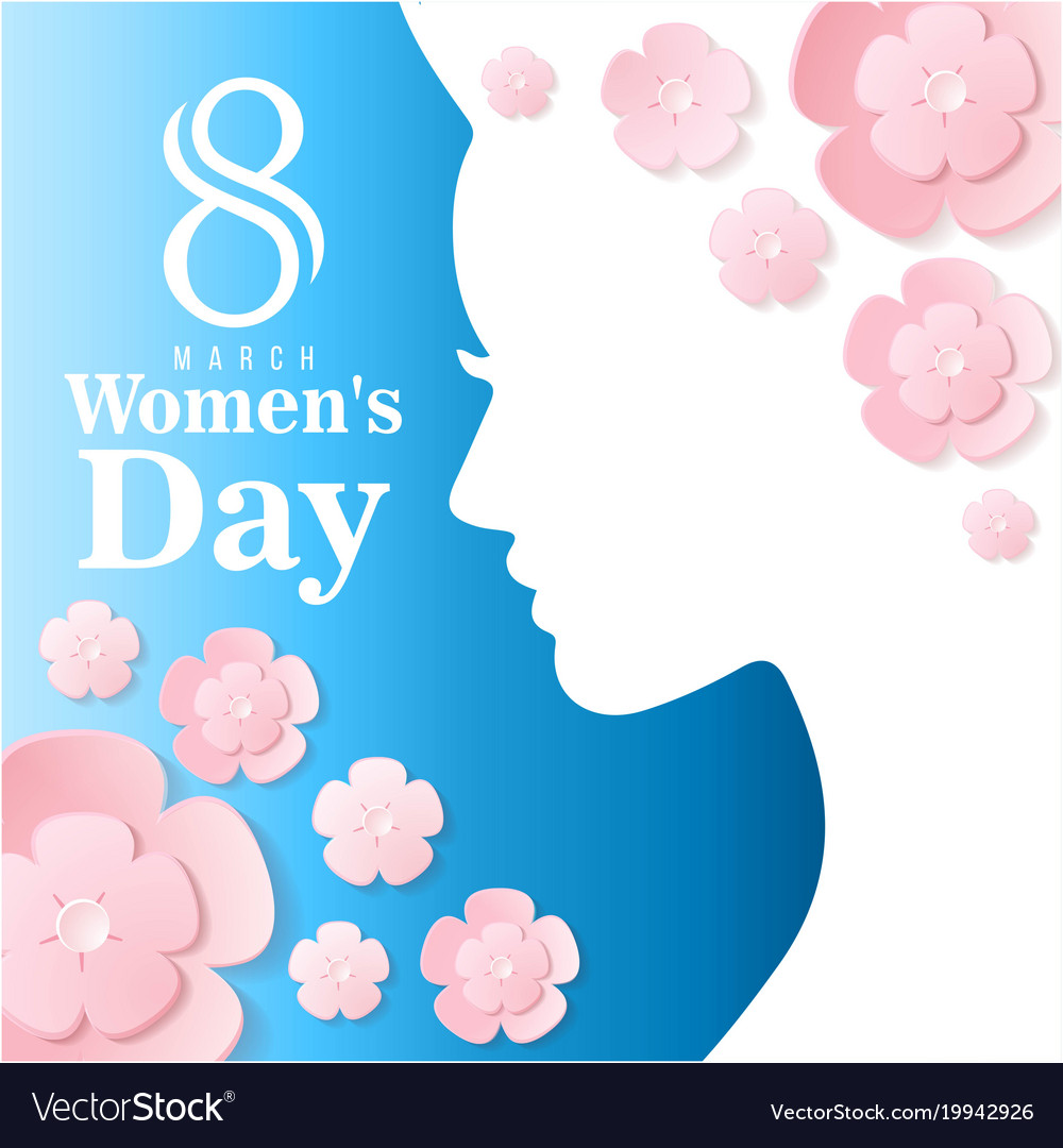 8 march womens day woman shadow flower blue backgr