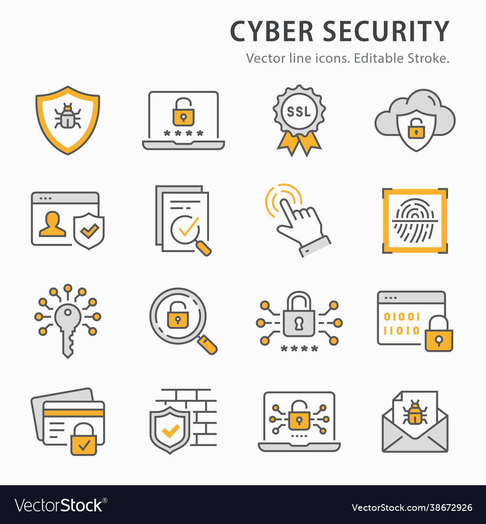 Cyber security icon set collection password