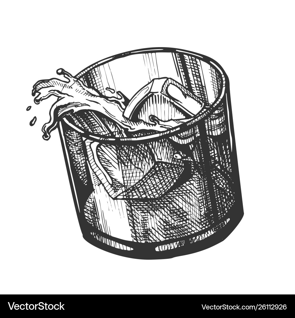 Ice Cubes In Glass Drawing