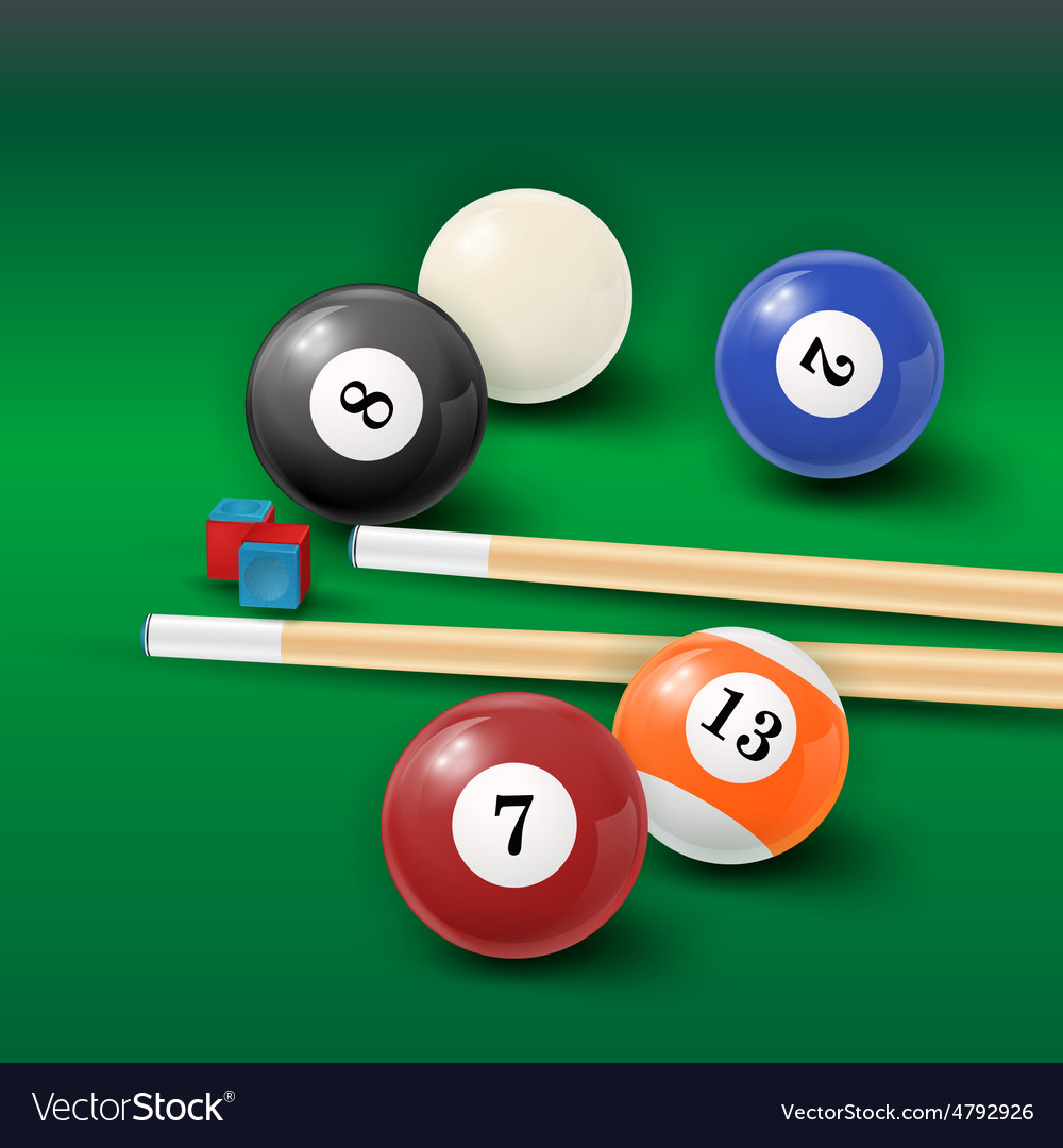 Pool table top view. Online billiard game green vector background