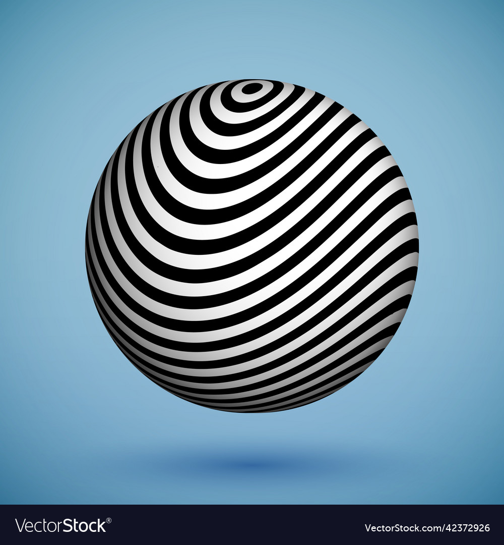 Striped Sphere On Blue Background Royalty Free Vector Image