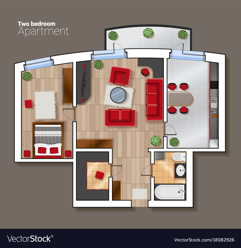 Top View Floor Plan Of The House Room Vector 18082926 