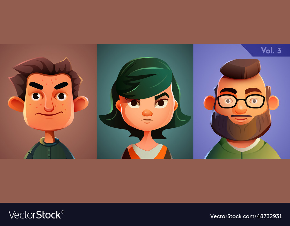 3d Cartoon avatar set human face collection