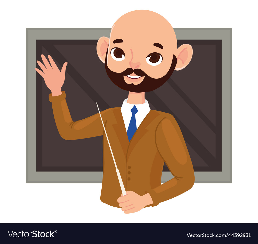 Bald teacher man Royalty Free Vector Image - VectorStock