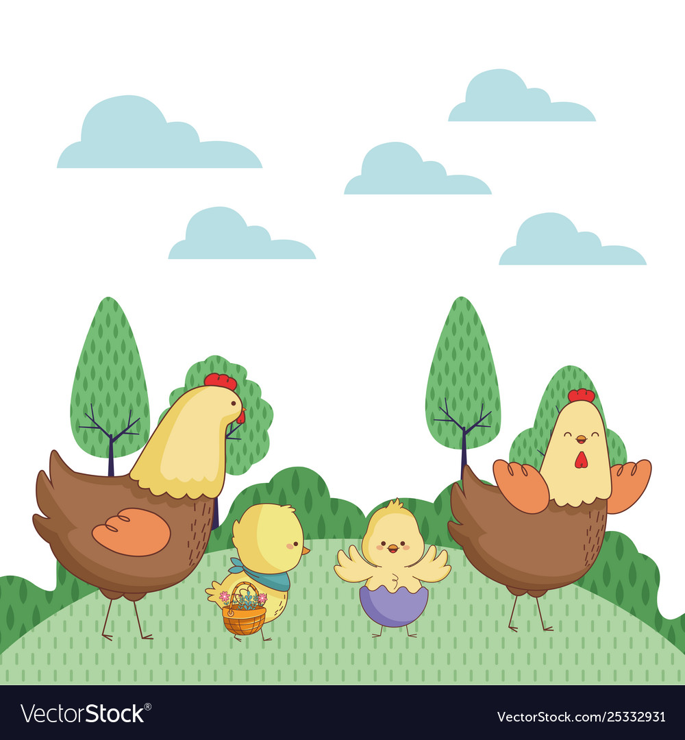 Happy farm animals cartoon Royalty Free Vector Image