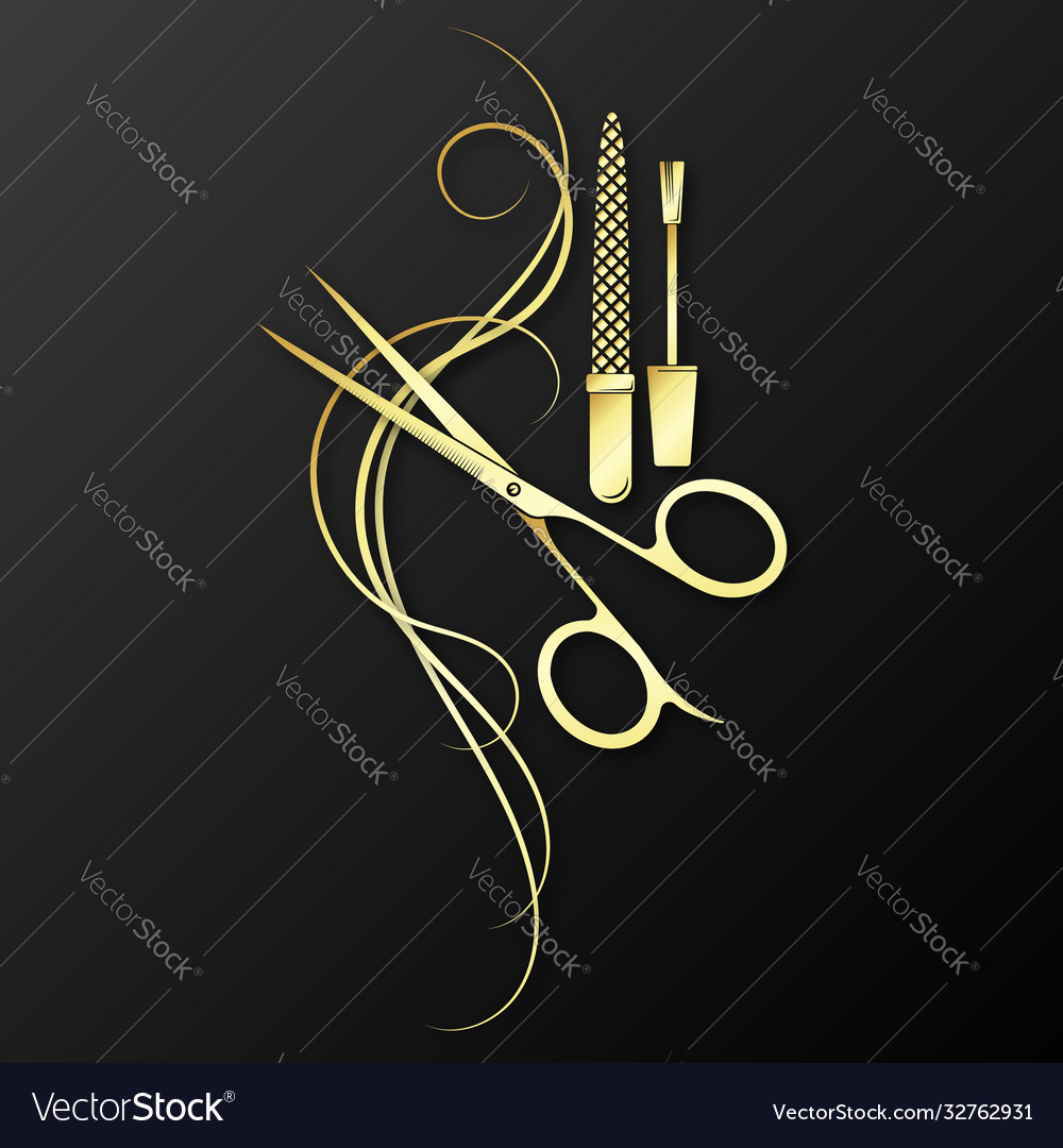 Manicure and pedicure scissors golden symbol Vector Image