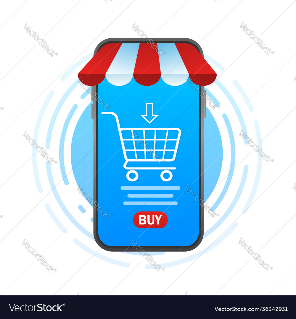 Online shopping hand smartphone for mobile device Vector Image