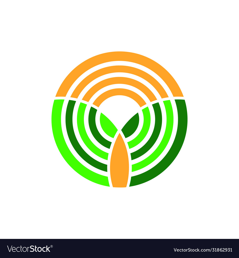 Organic logo farmer products emblem leaves sun