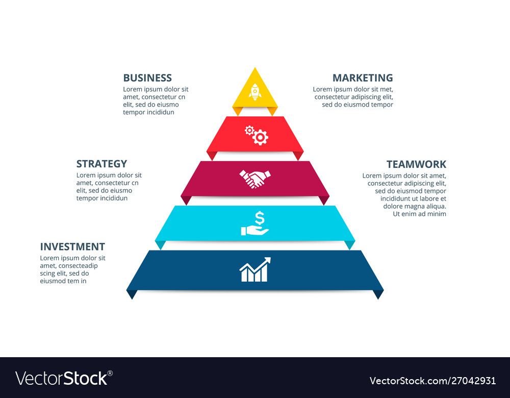 Pyramid infographic with 5 options Royalty Free Vector Image