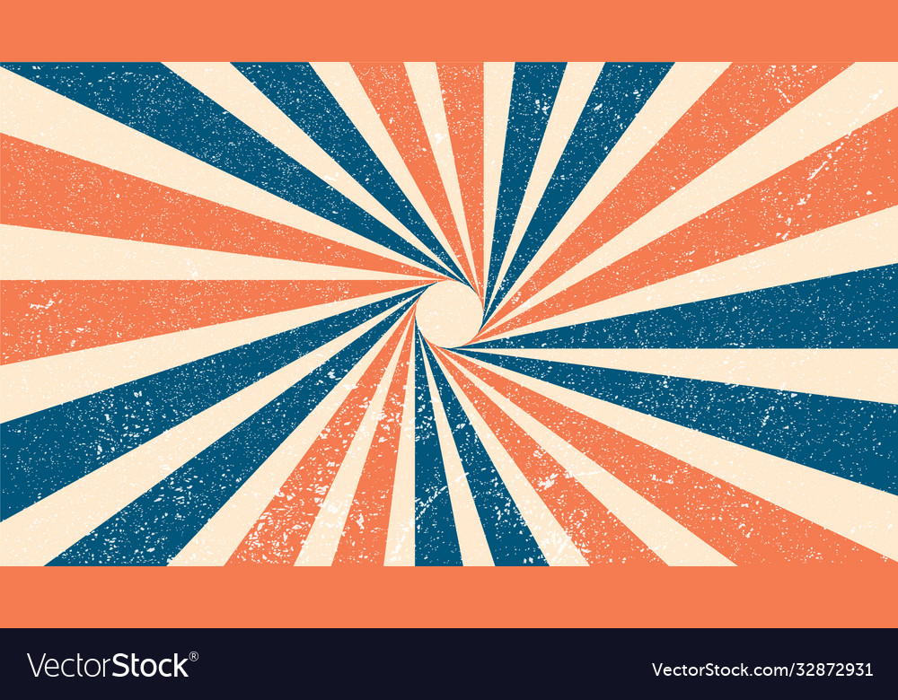 Retro grunge orange blue sunburst background