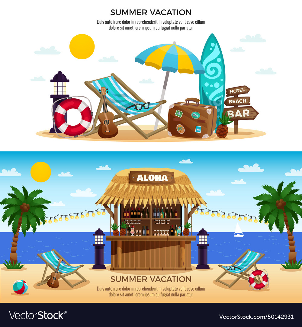 Summer vacation horizontal banners