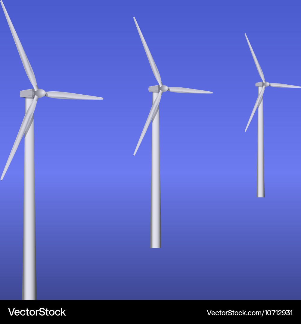 Three wind turbines Royalty Free Vector Image - VectorStock