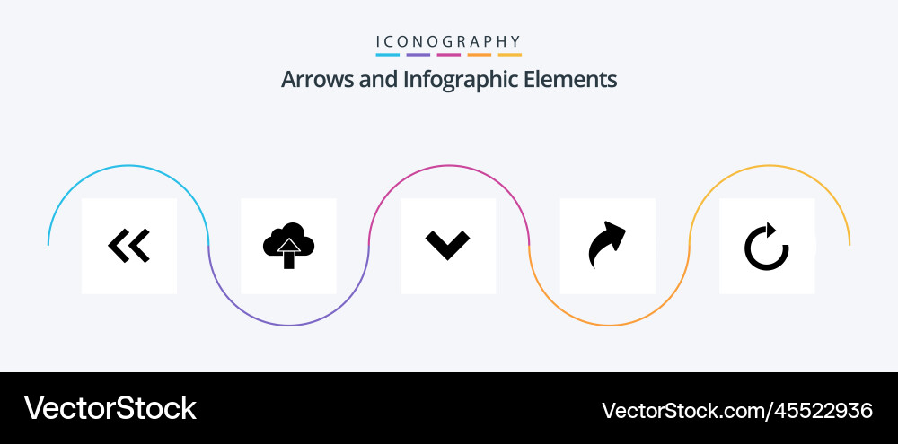 Arrow glyph 5 icon pack including refresh down Vector Image