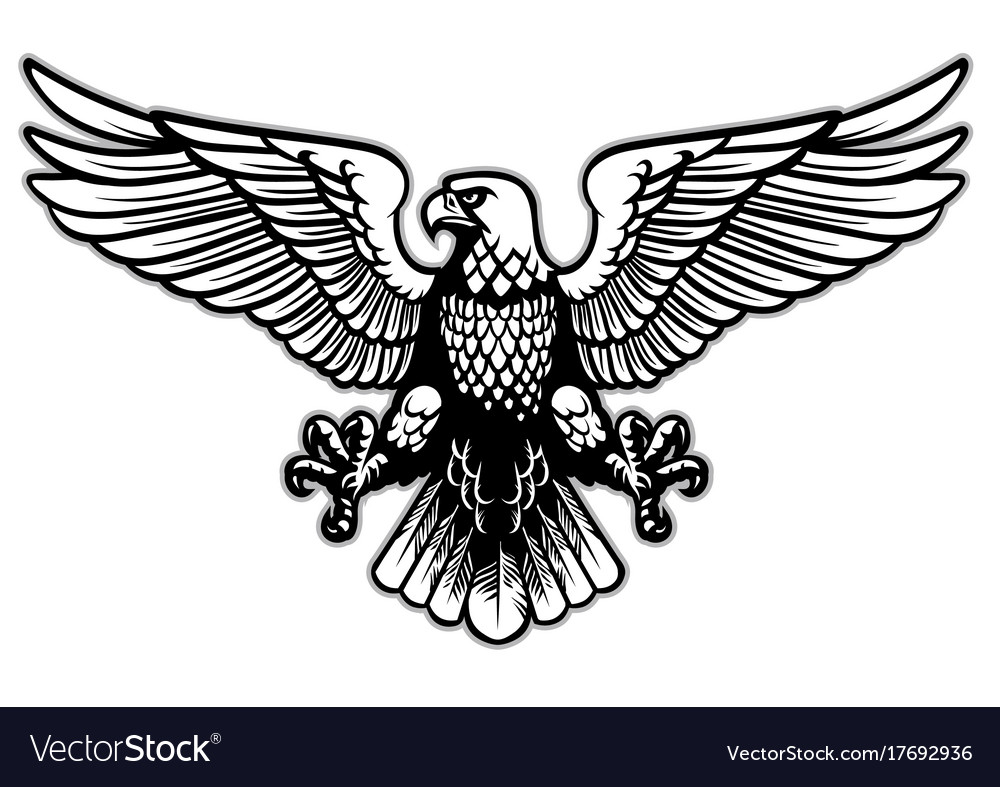 Black and white heraldry eagle Royalty Free Vector Image