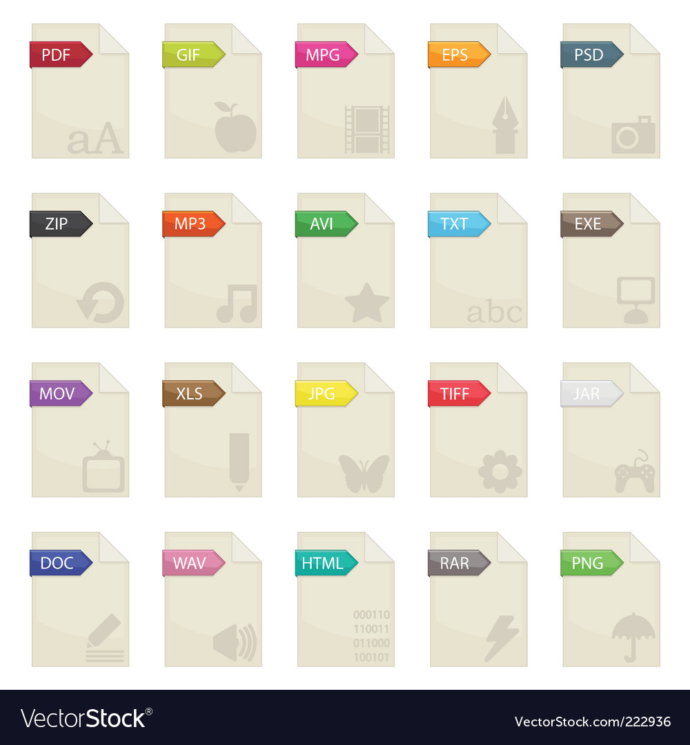 File extensions Royalty Free Vector Image VectorStock