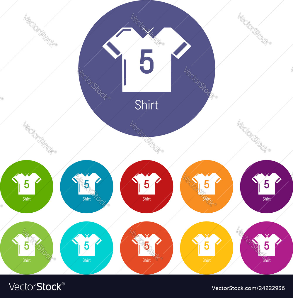 Football shirt icons set color Royalty Free Vector Image