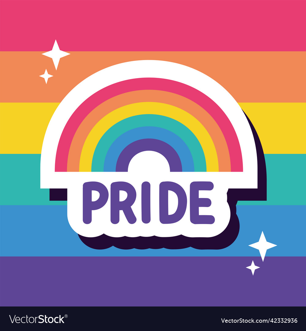 Pride lettering with rainbow Royalty Free Vector Image