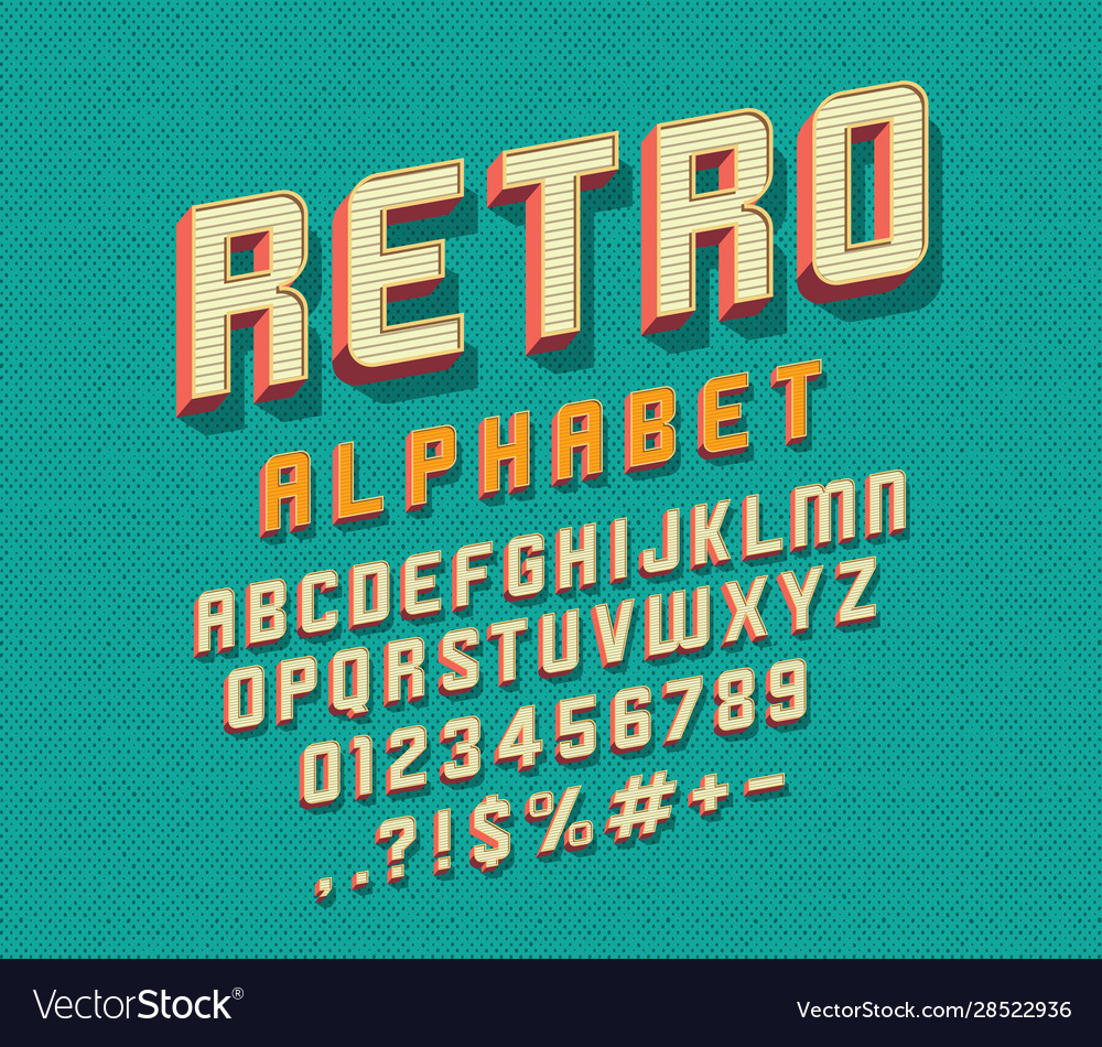 Retro font Royalty Free Vector Image - VectorStock