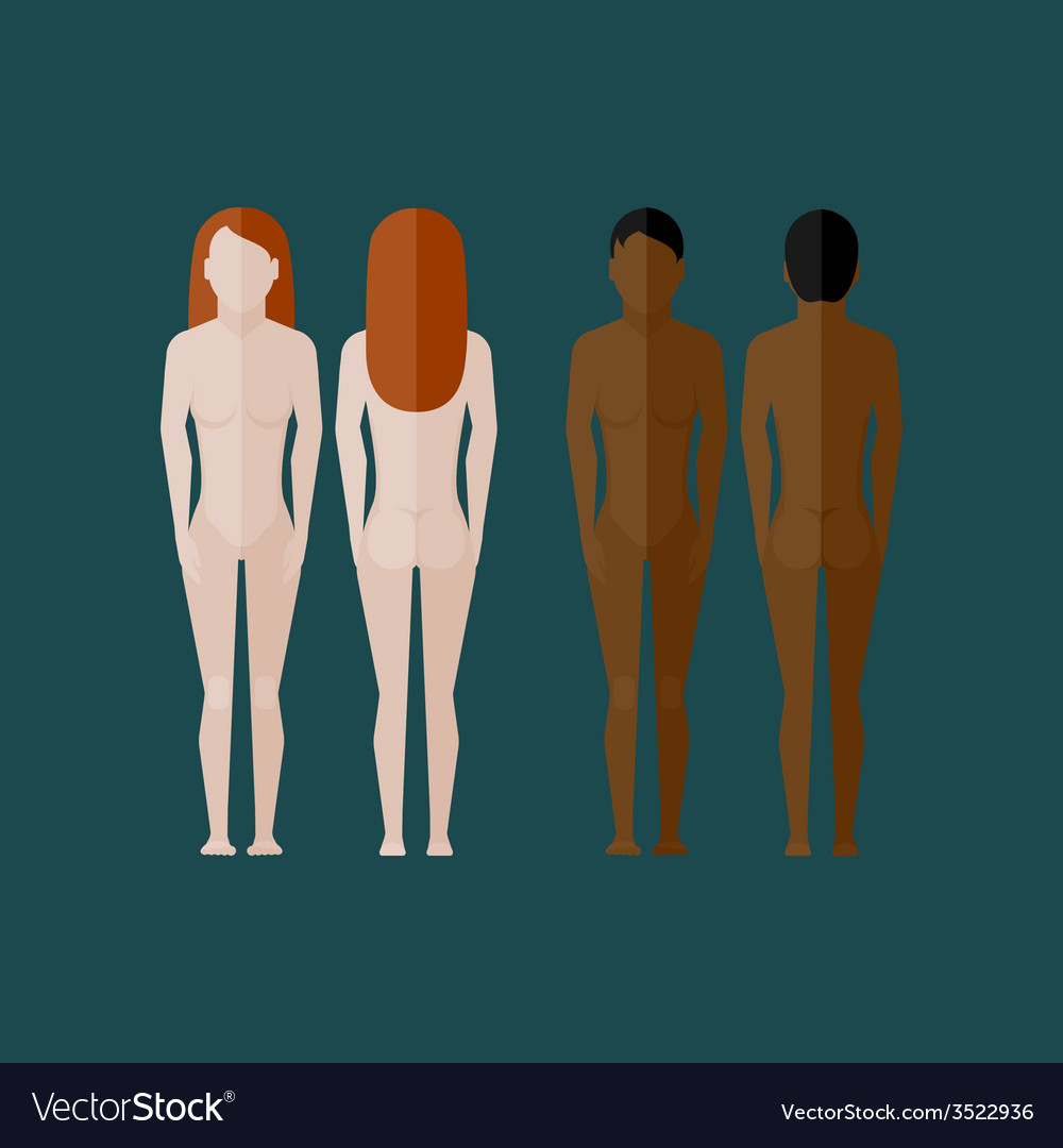 With naked women body front and back view in flat Vector Image