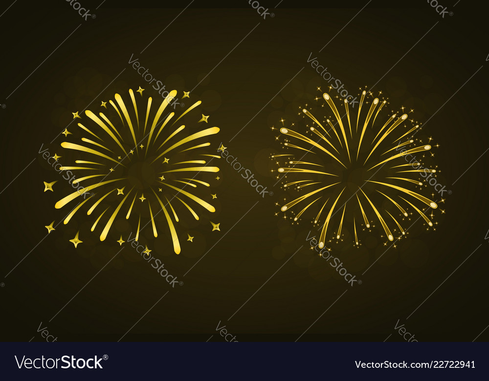 Beautiful gold fireworks set bright fireworks Vector Image