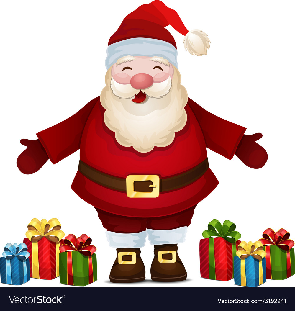 Cheerful santa with gifts Royalty Free Vector Image