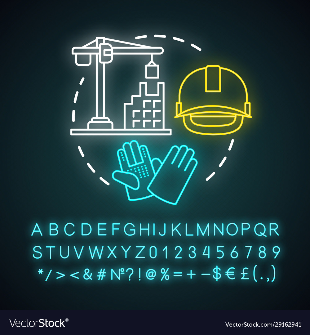 Construction industry neon light concept icon