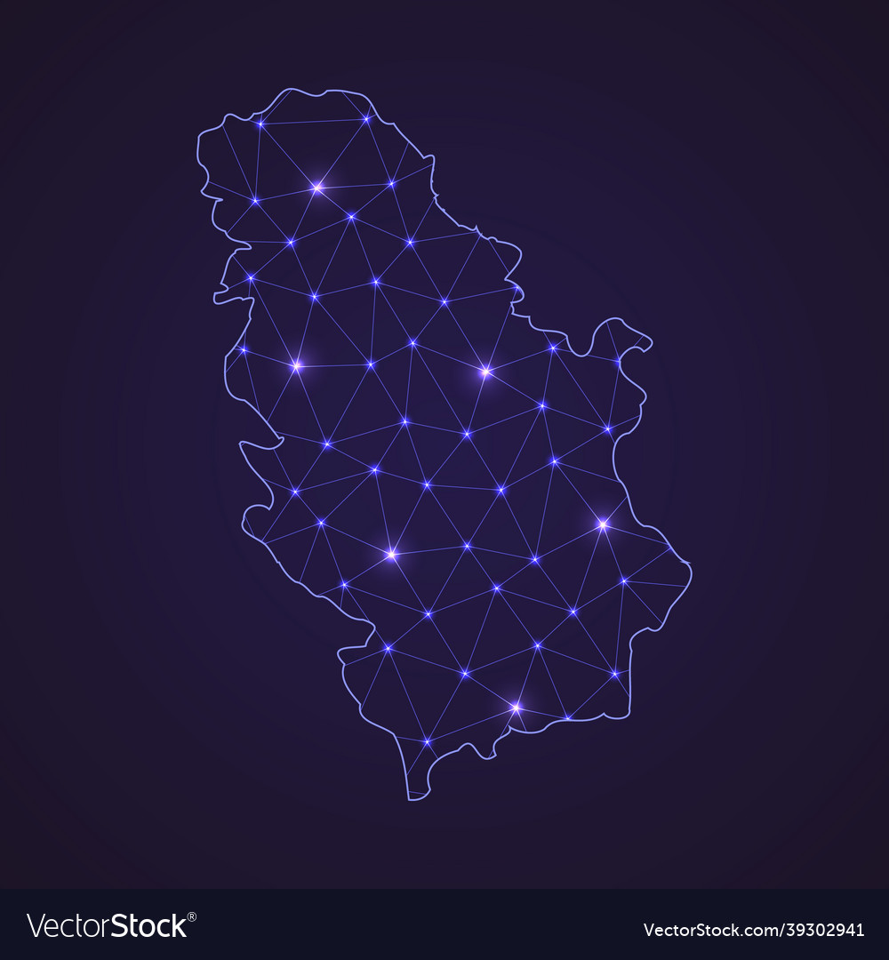 Digital network map of serbia abstract connect